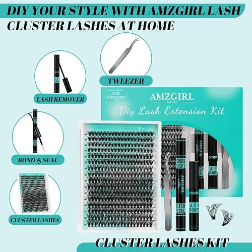 Lash Extension Kit 320Pcs,DIY Individual Lashes Clusters Kit,Lash Bond And Seal,Lash Remover For Eyelashes Extensions,Lash Applicator Tool For False Eyelash Cluster Kit At Home(40D,D-Mix9-16mm Kit) thumbnail 2