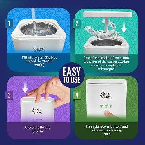 GuruNanda Retainer & Aligner Cleaning Pod for Retainers, Dentures, Mouthguards, Aligners, & Jewelry, 3 Modes, 45kHz Ultrasonic Retainer Cleaner, 190 ml capacity thumbnail 6