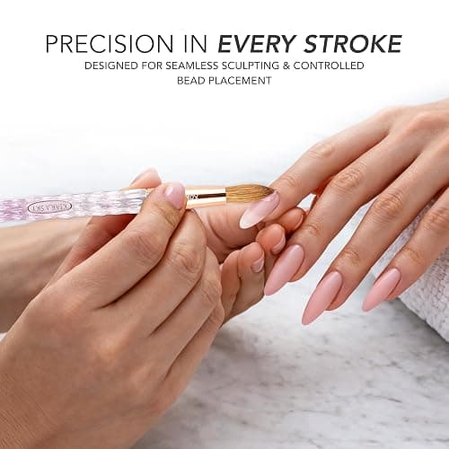 Kiara Sky Kolinsky Acrylic Nail Brush #14 – Pure Kolinsky Sable Hair, Pink Crystal Handle, Acetone Resistant, for Acrylic Application, Extensions & 3D Nail Art thumbnail 7