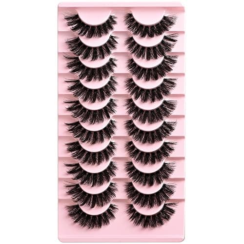APCYUST Lashes False Wispy Eyelashes Volume Cat Eye Lash Strips Fake Mink Eyelash Pack Natural Look Fluffy Full Strip Lashes Set Clear Band Easy Eyelashes for Beginners with Cluster Looking thumbnail 6