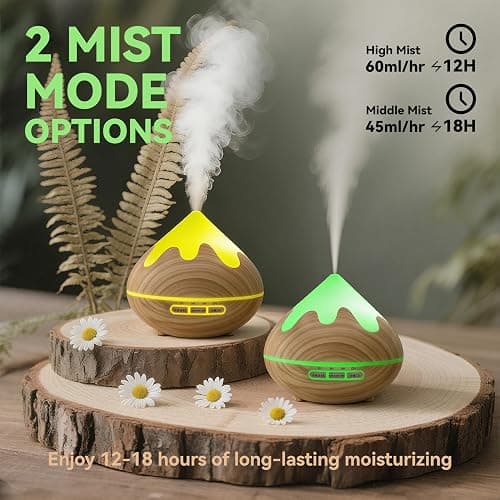 Essential Oil Diffuser for Home 500ML, Ultrasonic Large Diffuser Oil Machine with Remote Control, Aromatherapy Diffusers for Home Office Room, Aroma Diffuser with 14 Color LED & 2 Mist Mode, Brown thumbnail 3