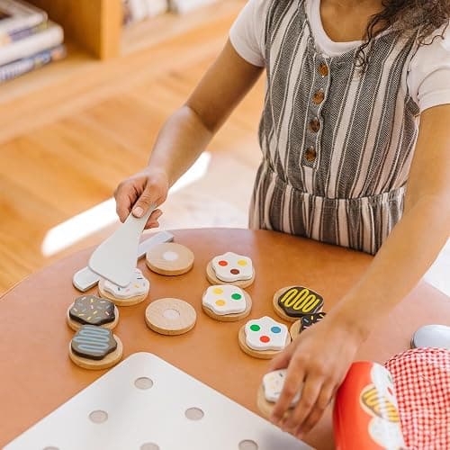 Melissa & Doug Slice and Bake Cookies Wooden Play Food Set With Toppings Pretend Cookies And Baking Sheet, Wooden Play Food Set, Toy Baking For Kids Ages 3+ thumbnail 6
