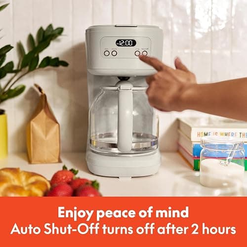 BELLA 12 Cup Programmable Coffee Maker, Reusable Dishwasher Safe Accessories, Easy LCD display, Auto Shutoff, 900 watt, Oatmilk thumbnail 7