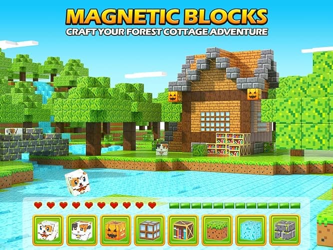 Magnetic Blocks - 100PCS Build Mine Magnet World Forest Cottage Craft Set | Building Toys for Boys Girls Age 3-5 5-7 8-12, Construction Craft Sensory Toys Birthday Gifts for 3+ Years Old STEM Learning thumbnail 2