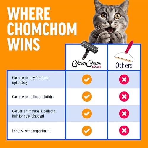 ChomChom Roller Pet Hair Remover – Original Size Reusable Lint Roller for Cat & Dog Hair on Furniture, Couch, Carpet, Car, Rugs & Bedding – Portable, Eco-Friendly (Black) thumbnail 8