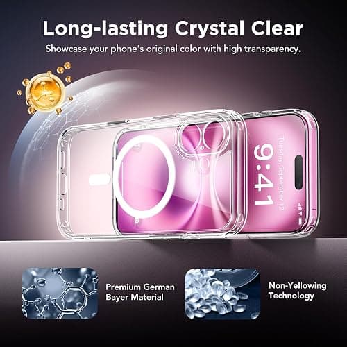 GolbinBox Magnetic for iPhone 16 Case with Camera Control Button,Compatible with MagSafe,[Full Camera Protection][2 Privacy Screen Protectors] Shockproof Phone Cover for iPhone 16 6.1 Inch (Clear) thumbnail 5