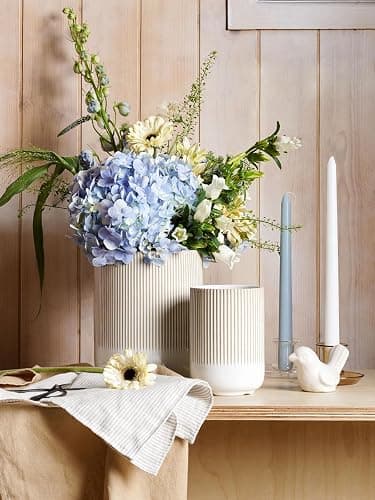 LE TAUCI Utensil Holder, 7.3"+5.4" Ceramic Kitchen Utensil Holder for Countertop, Large Cooking Utensil Crocks Gift for Mom, Boho Farmhouse Kitchen Decor, Set of 2, Reactive Glaze Arctic White - Glaze Arctic White thumbnail 6