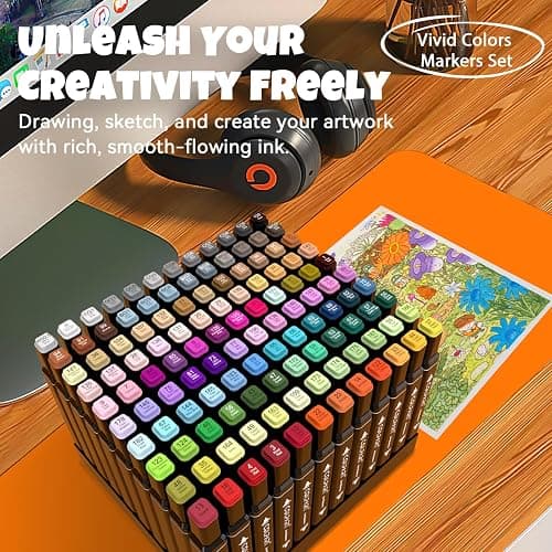 262 Colors Alcohol Markers Set Dual Tip Art Markers for Kids Marker Pens with Pen Holder and Carry Bag for Adult Coloring Painting Supplies Perfect for Painting, Coloring, Sketching and Drawing thumbnail 5