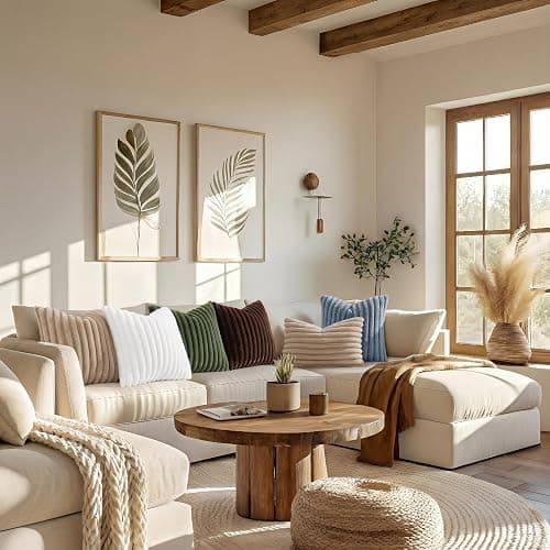 decorUhome Fall Cozy Faux Fur Throw Pillow Covers 18x18 Set of 2 Decorative Soft Plush Striped Modern Farmhouse Boho Couch Pillow Cases with Velvet Back for Sofa Bed Living Room, White thumbnail 6