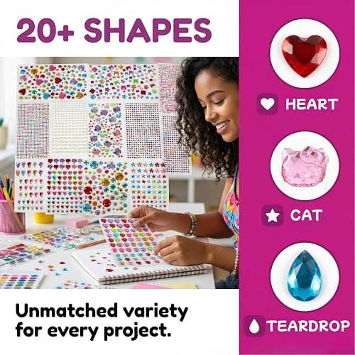 Gikboup 3521 Pieces Self Adhesive Jewels for Crafts, Gems Stickers for Kids, Flat Back Plastic Fake Jewels for Scrapbook Supplies and face gems thumbnail 5