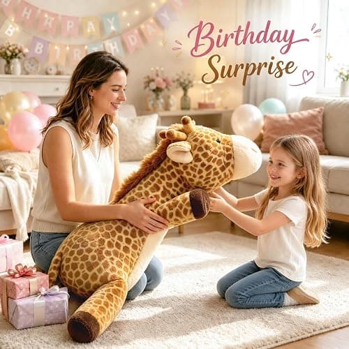 MMguai 40inch Giant Giraffe Stuffed Animal, Cute Cuddly Stuffed Giraffe Plush Toy Pillow, Big Large Soft Giraffe Plushie Gift for Kids, Adults, Boys & Girls, Birthday thumbnail 2