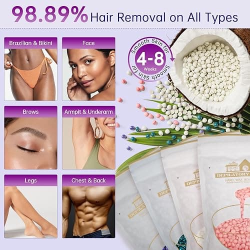 Lifestance Waxing Kit for Women & Men - L3 Amethyst Trace Digital Warmer | Silicone Wax Pot Liner, Hair Removal with 14.1oz Hard Wax Beads & Oil Spray, Professional for Home Brazilian Bikini Face Leg thumbnail 4