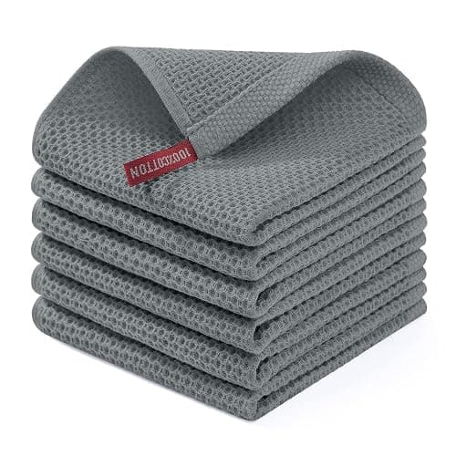 Homaxy 100% Cotton Waffle Weave Kitchen Dish Cloths, Ultra Soft Absorbent Quick Drying Dish Towels, 12 x 12 Inches, 6-Pack, Grey - Image 1