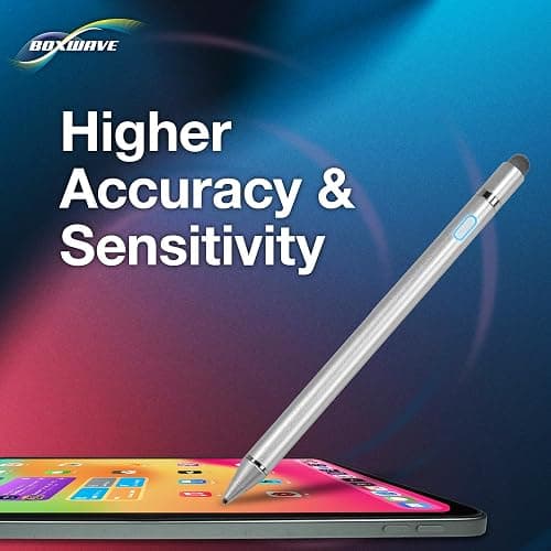 BoxWave Stylus Pen Compatible with Xiaomi Pad 6 - AccuPoint Active Stylus, Electronic Stylus with Ultra Fine Tip - Metallic Silver thumbnail 3