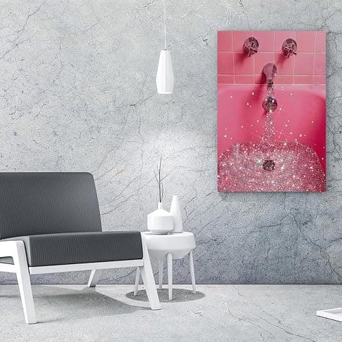 Pink Bathroom Ambiance Canvas Print - Bathtub Aesthetic Wall Art Poster for Bedroom and Living Room Decor 12x16inch(30x thumbnail 4