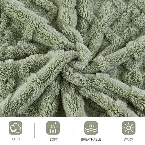 Aganear Flannel Throw Blanket - Cozy Soft Lightweight Fuzzy Blanket for Women Portable Throw Blankets for Couch, Warm Present for Birthday, Christmas, Halloween, Housewarming(50"x60", Sage Green) thumbnail 9