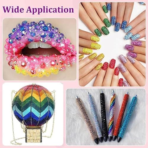 40000Pcs 40 Colors Badazzle Kit, 3mm Resin Jelly Rhinestones Bedazzling Kit | Multicolor Flatback Bedazzler Gems, 4Pcs B7000 Jewelry Glue, Diamond Art Tool for Bedazzle Thing Shoes Books Crafts Nail Art thumbnail 7
