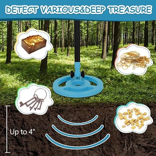 OMMO Metal Detector, Adjustable 27.5”-37.8” Metal Detector for Kids with Intuitive LCD Display, Lightweight Kids Metal Detectors with 6” Search Coil for Exploration Hiking thumbnail 2