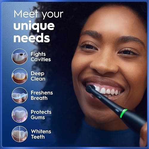 Oral-B Rechargeable Electric Toothbrush, iO5 Customizable Clean, 5 Cleaning Modes, Visual Pressure Sensor to Protect Gums, Travel Case, Black thumbnail 2