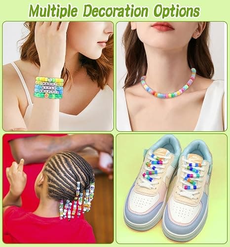 Wutubug 3000Pcs 56 Colors Pony Beads for Bracelet Making Kit, Rainbow Kandi Beads Friendship Bracelet Kit with 910pcs A-Z Letter Bead, DIY Jewelry Making Craft for Adults thumbnail 6