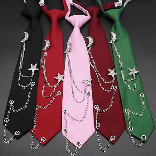 Gsyziux Clip on Neck Ties for Women Girls, Adjustable Pre-tied Womens Tie Solid Color Ladies Neckties for Party Prom School thumbnail 5