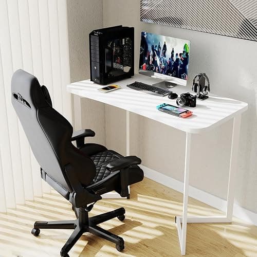 Funecy Computer Desk 40 Inch Small Table for Office,Modern Simple Style Writing Study Work Gaming Table for Home Office (White) thumbnail 6