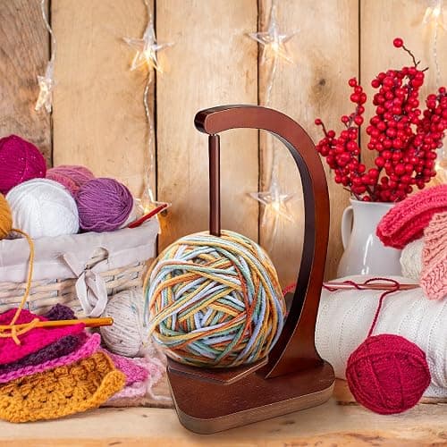 HEH Wooden Yarn Holder for Knitting and Crocheting, Magnetic Yarn Ball Holder with Anti-Slip Pads, Yarn Holder Spinner for DIY Crafts, Crochet Gift for Knitting Lovers thumbnail 8