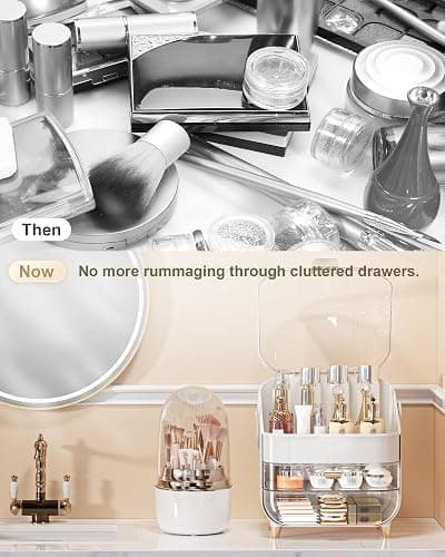 Makeup Organizer, Skincare Holder Bathroom Counter Organizer, Storage Box Cosmetic Display Cases, Teen Girl Gifts Trendy Stuff Make up Organizers for Vanity, Dresser, Countertop (Rose Gold) thumbnail 4