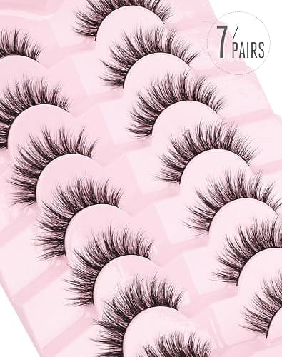 Onlyall Natural Lashes Wispy Lashes Natural Look False Eyelashes Natural Flared Eyelashes False Eye Lashes Soft Fluffy Lashes 7 Pairs D-K08 thumbnail 4
