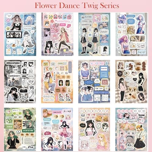 Japanese Manga Style Sticker Book,45 Sheets Comic Books Style Material Decoration Kawaii Stickers - 800+ Designs in 1 Book for DIY Scrapbooking Journaling Handbook Decoration (C) thumbnail 7
