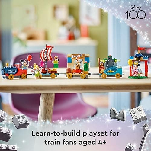LEGO Disney 100 Celebration Train Building Toy 43212 Imaginative Play, Fun Birthday Gift for Preschool Kids Ages 4+, 6 Disney Minifigures: Moana, Woody, Peter Pan, Tinker Bell, Mickey & Minnie Mouse thumbnail 4