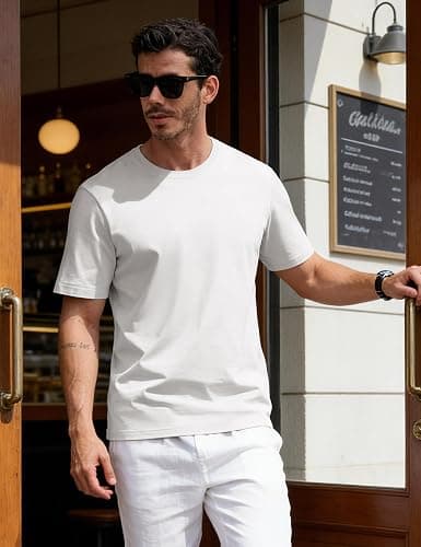 EKLENTSON Men's Cotton Crewneck T-Shirts Short Sleeve Plain Tee Moisture Wicking Casual Tshirts Solid Color thumbnail 3
