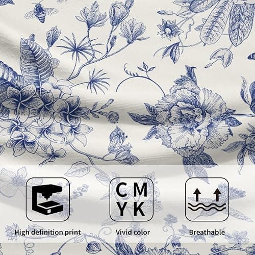 Giwawa Chinoiserie Flowers Hand Towels Blue Leaves Decorative Bath Towel Set of 2 Soft Absorbent Towel for Kitchen Guest Room Bathroom Gym Decor - Blue Chinoiserie Flower thumbnail 4
