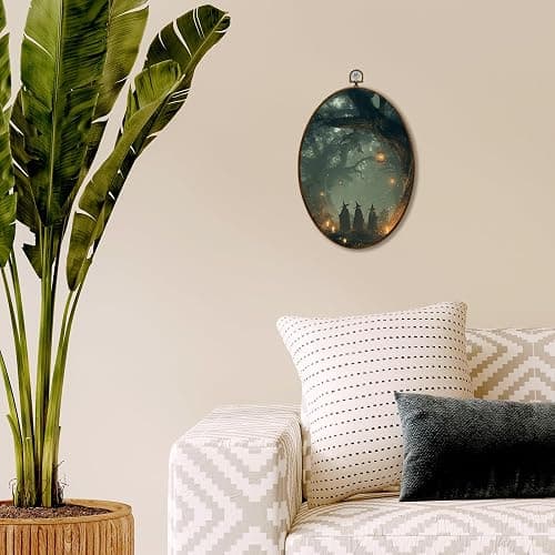 JQF Dark Academia Fantasy Forest Witchy Oval Wall Decor, Gothic Oval Canvas Wall Art, Whimsical Magical Forest Witchy Framed Prints Hanging Decor for Home Bedroom Living Room, 8.5x11.5 Inch thumbnail 4