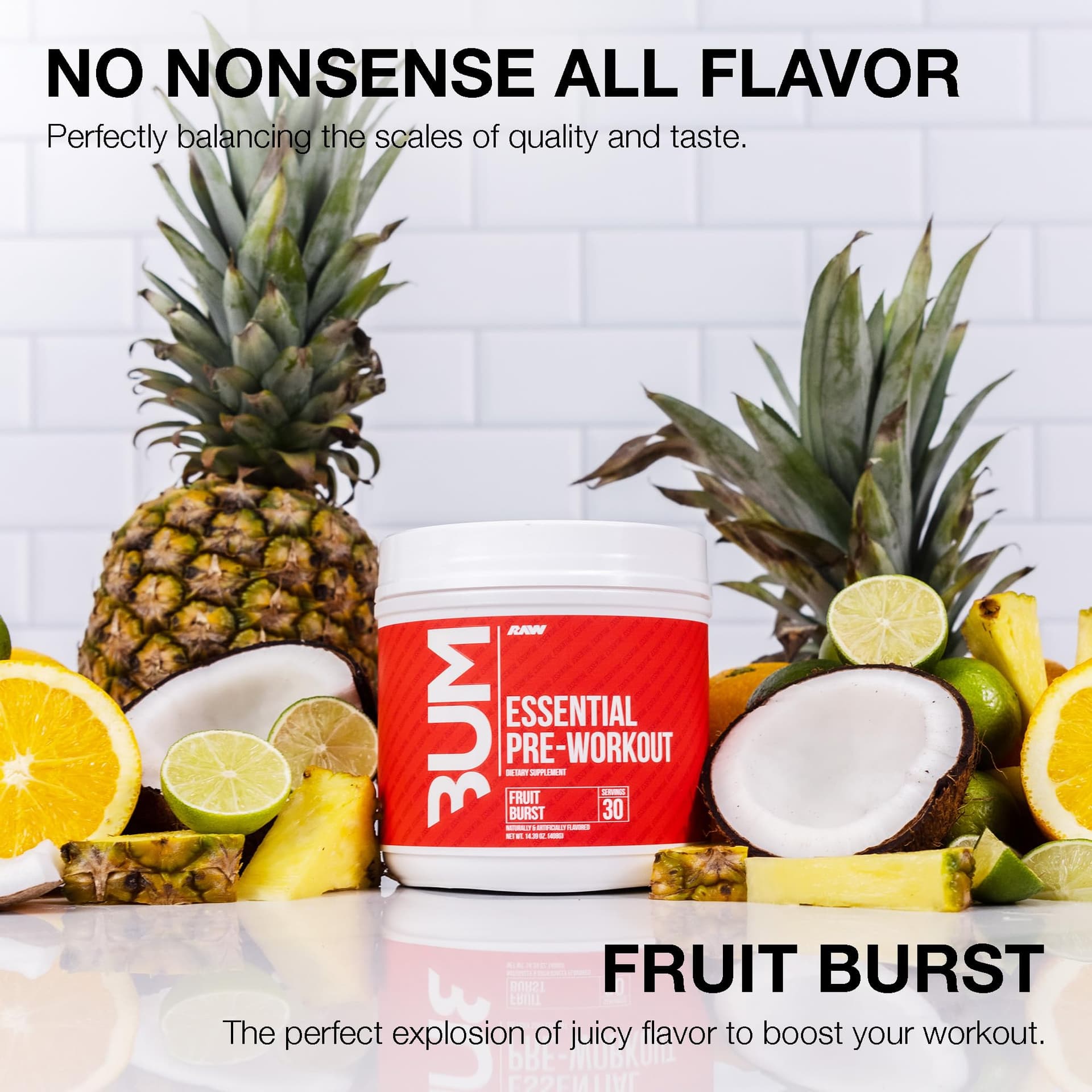 RAW Nutrición - Fórmula esencial para antes del entrenamiento de Chris Bumstead, polvos de nutrición deportiva para preentrenamiento | Bebida para hombres y mujeres, polvo energético para entrenar (Fruit Burst) thumbnail 4