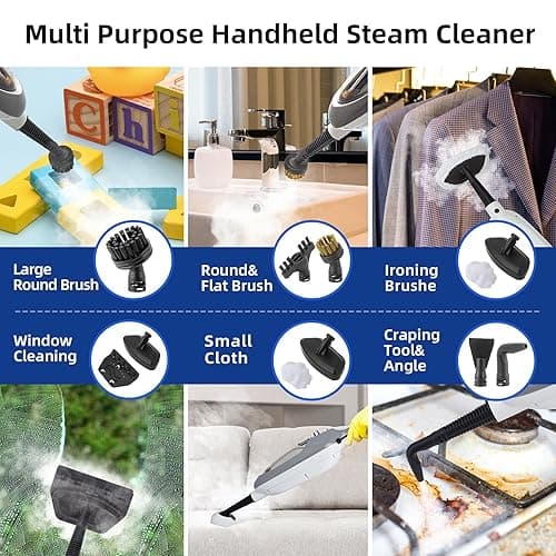 Steam Mop - 10-in-1 MultiPurpose Handheld Steam Cleaner Detachable Floor Steamer for Hardwood/Tile/Laminate Floors Carpet with 11 Accessories for Whole Home Use. thumbnail 3
