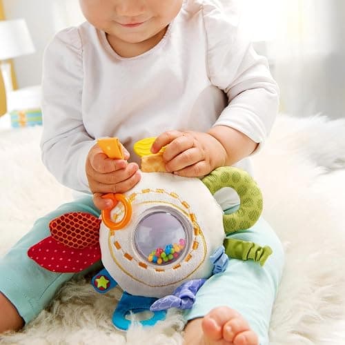 HABA Teether Cuddly Rainbow Round - Soft Activity Toy with Rattling & Teething Elements,Multicolored thumbnail 2