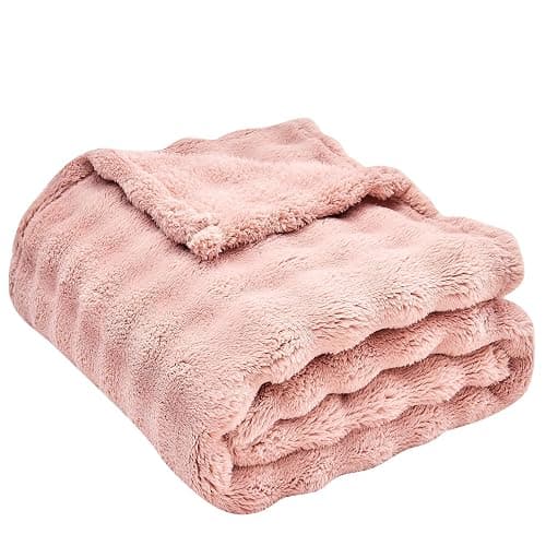 Wajade Soft Fleece Throw Blanket for Couch, 3D Small Bubble Decorative Cozy Fuzzy Flannel Blanket 60x80 Inches， Lightweight Warm Blanket for Bed Office, Pink - Pink - Twin- 60" x 80" thumbnail 9