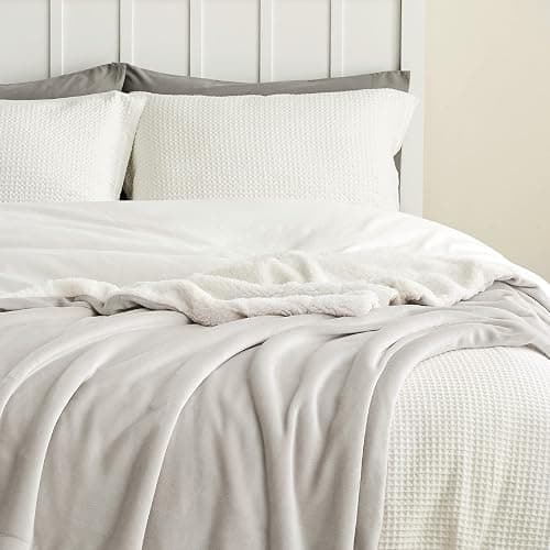 Bedsure GentleSoft Sherpa Fleece Throw Blanket Twin Size for Couch - Thick and Warm Throw for Women and Men, Soft Fuzzy Plush Twin Blanket for Winter, Linen, 60x80 Inches thumbnail 5