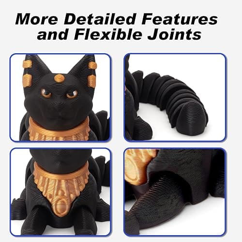 Yipintang 3D Printed Creature Flexible Animals - 7.9 Inches Fidget Animal for Desk Décor (Egyptian Mau Cat) thumbnail 3