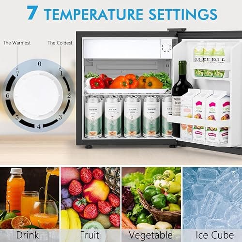 COWSAR 1.7 Cu.Ft Mini Fridge with Freezer, Compact Refrigerator with 7 Temperature Settings, Energy-efficient Low Noise Small Refrigerator Suitable For Dorm, Office, Bar, RV (Stainless Steel Silver) thumbnail 5