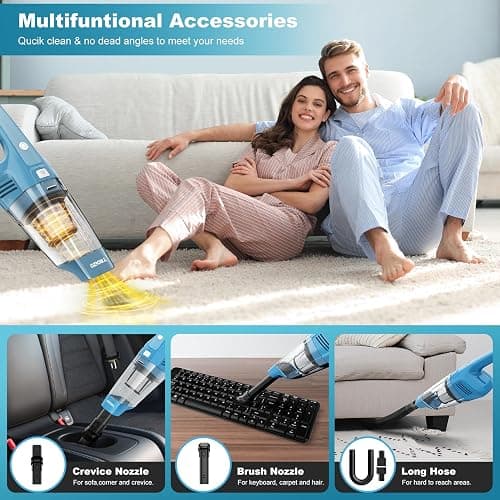 TROIZO Handheld Vacuum Cordless, 14500PA Powerful Suction Hand Held Vacuum Cleaner with Brushless Motor, Rechargeable and Portable Car Vacuum for Home Office Car Pet thumbnail 3