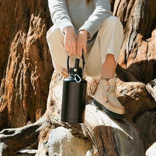 YONICOER Insulated Water Bottle 64oz,Triple Wall Vacuum Stainless Steel(Dishwasher Safe),Leak Proof & Non-BPA,Flask Jug with Paracord Handle & Straw Spout Lids Sports Sakura thumbnail 9