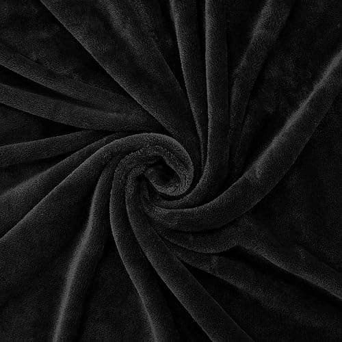 Exclusivo Mezcla Fleece Throw Blanket for Couch, Sofa, 300GSM Super Soft and Warm Blankets, Black Throw All Season Use, Cozy, Plush, Lightweight, 50x60 Inches - Throw (50"x60") - Black thumbnail 9