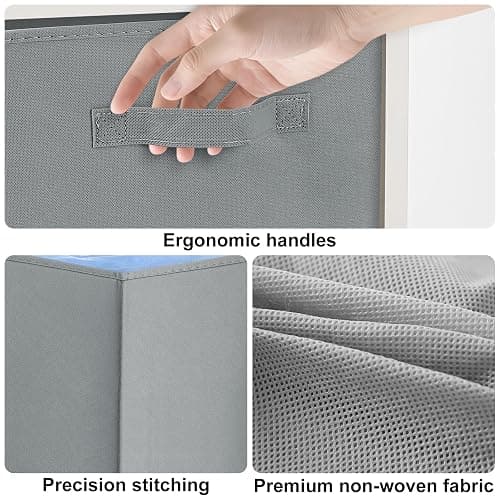 Amazing Tour 4 PCS Cube Storage Boxes 27x27x27 Gray,Foldable Fabric with Handles Collapsible for Home Office Nursery Organiser - Clothes Basket Containers thumbnail 5