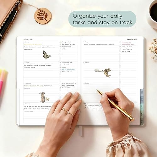 Planner 2026-2027 Monthly and Weekly Academic Planner July 2026 - June 2027, Linen Hardcover Agenda 2026-2027 Calendar Daily Planner for Student Teacher with Monthly Tabs, 6" x 8.3", Elegant Ivory thumbnail 4