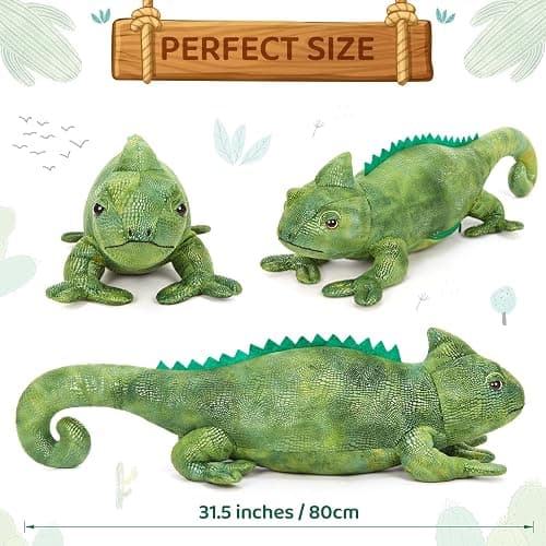 Karister Giant Lizard Stuffed Animal, 31.5 Inch Green Iguana Plush Pillow | Soft Cuddly Reptile Plush; Long Body for Hugs, Lounging & Bedtime Comfort; Birthday & Christmas Gift for Kids & Lizard Lovers thumbnail 3