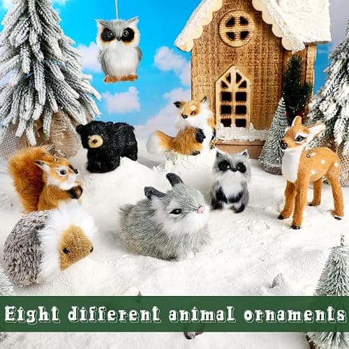 8 Piece Plush Animal Ornament Set - Woodland Fur Animal Friends - Xmas & Holiday Hanging Decorations thumbnail 5