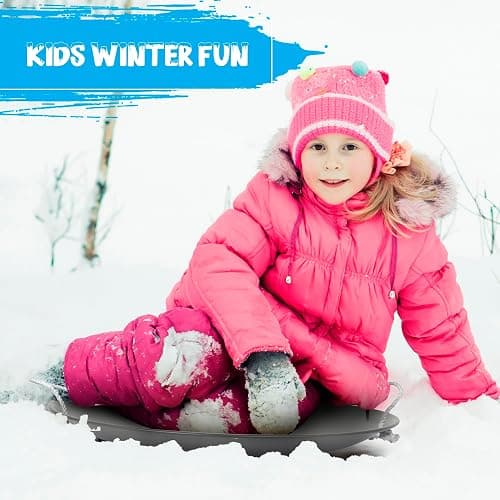 Slippery Racer ProDisc 26 Inch Heavy Duty Aluminum Iron Alloy Metal Kids Winter Saucer Snow Sled with Dual Riveted Soft Grip Rope Handles thumbnail 5