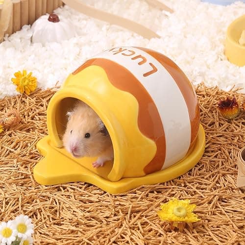 Tafit Honey Shaped Ceramic Hamster Hideout - Small Pet Habitat Decor for Syrian & Dwarf Hamsters, Gerbils, Mice, Rats, Toads thumbnail 6